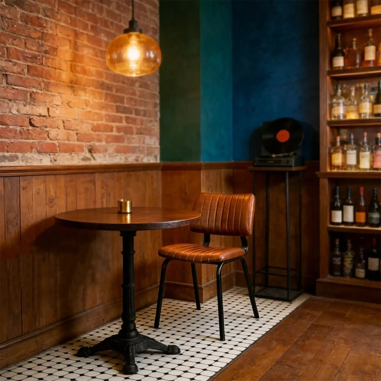 Industrial Armless Faux Leather Dining Chair Metal Legs Image - 1 | homeyfad