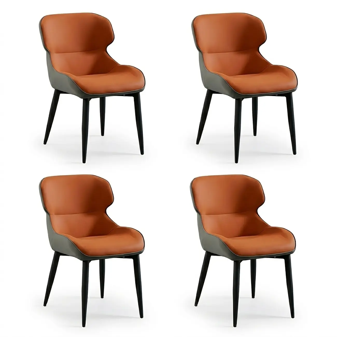 Scandinavian Leather Wingback Upholstered Dining Chair Image - 1 | homeyfad
