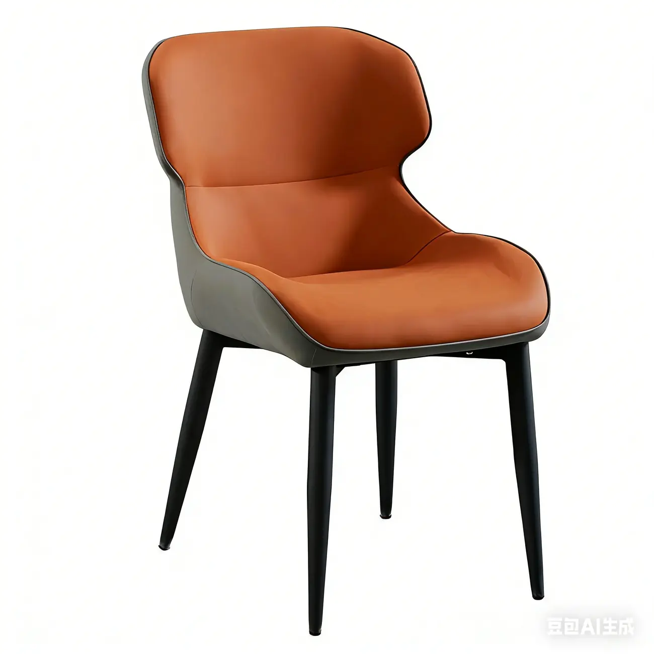 Scandinavian Leather Wingback Upholstered Dining Chair Image - 3 | homeyfad