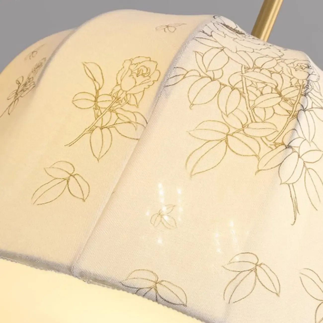 Gold Drum Fabric Modern Ceiling Light Chandelier Image - 9