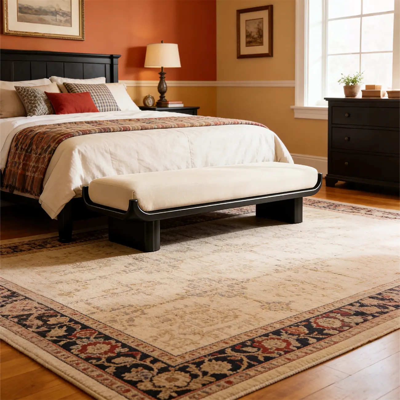 Modern Vintage Green Solid Wood Upholstered Bedroom Bench Image - 13 | homeyfad