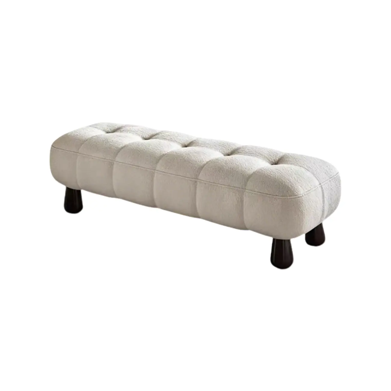 Minimalist Tufted Upholstered End of Bed Bench with Solid Wood Frame Image - 17 | homeyfad