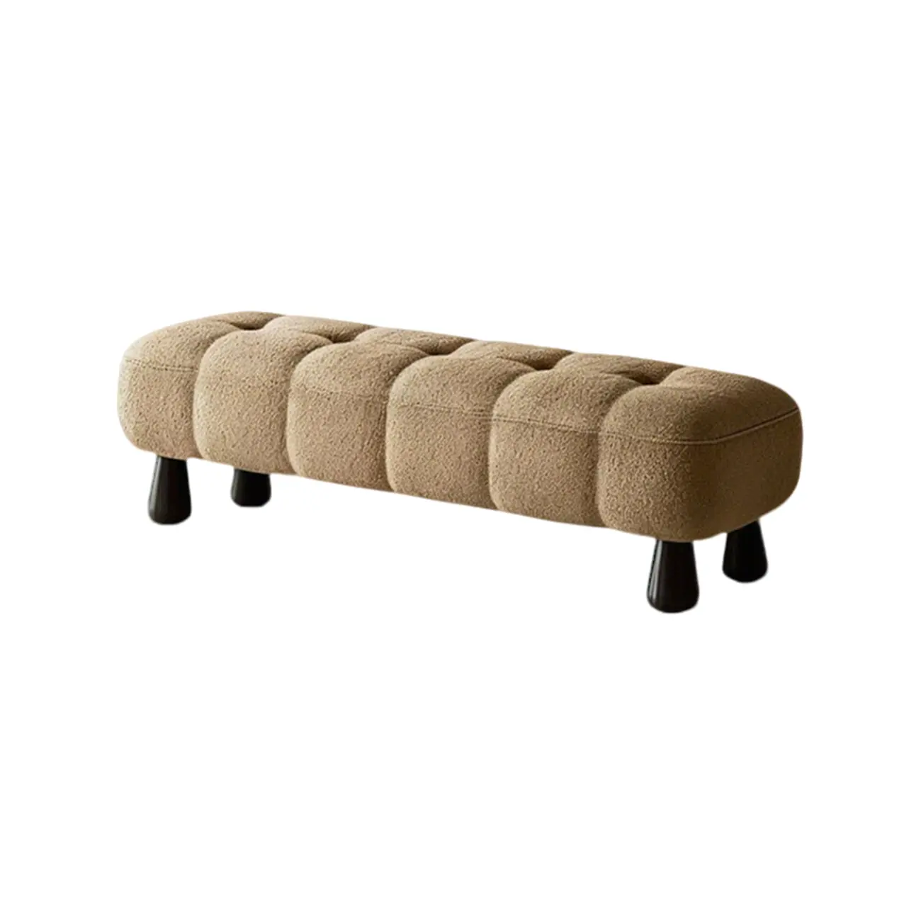 Minimalist Tufted Upholstered End of Bed Bench with Solid Wood Frame Image - 18 | homeyfad
