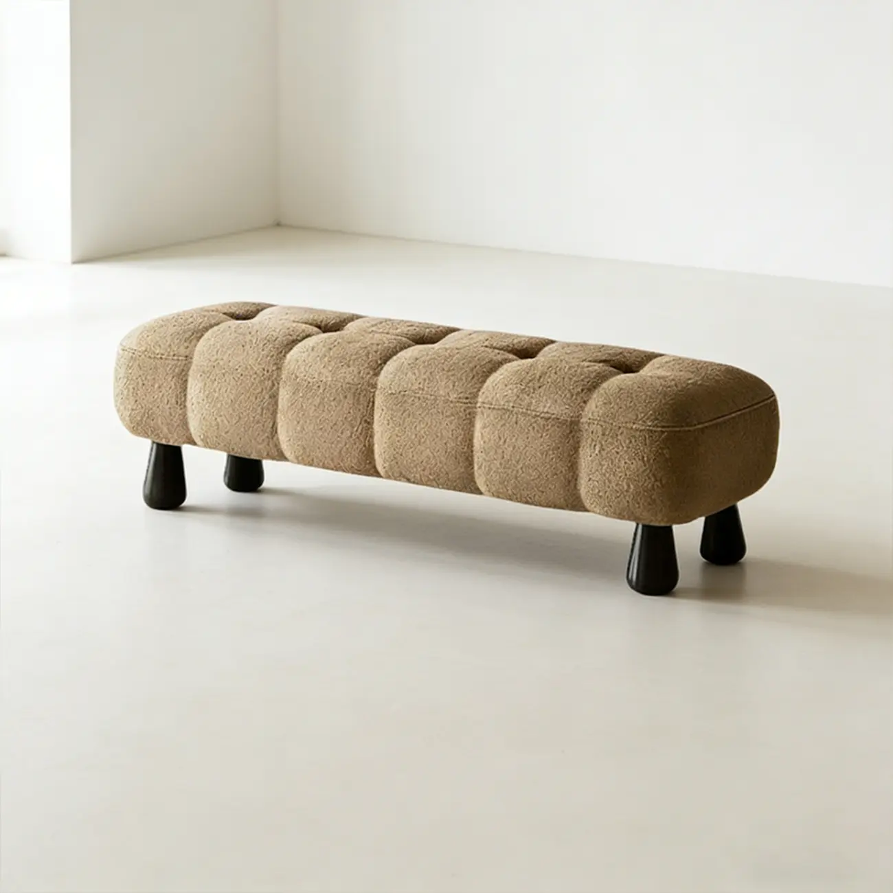 Minimalist Tufted Upholstered End of Bed Bench with Solid Wood Frame Image - 15 | homeyfad