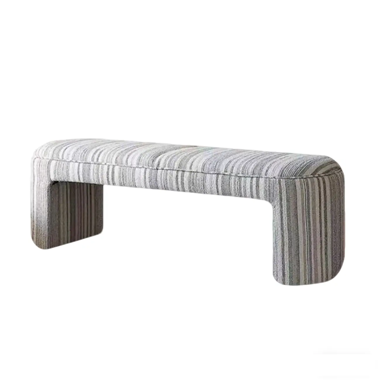 Modern Curved Striped Upholstered Accent Bench Image - 18 | homeyfad