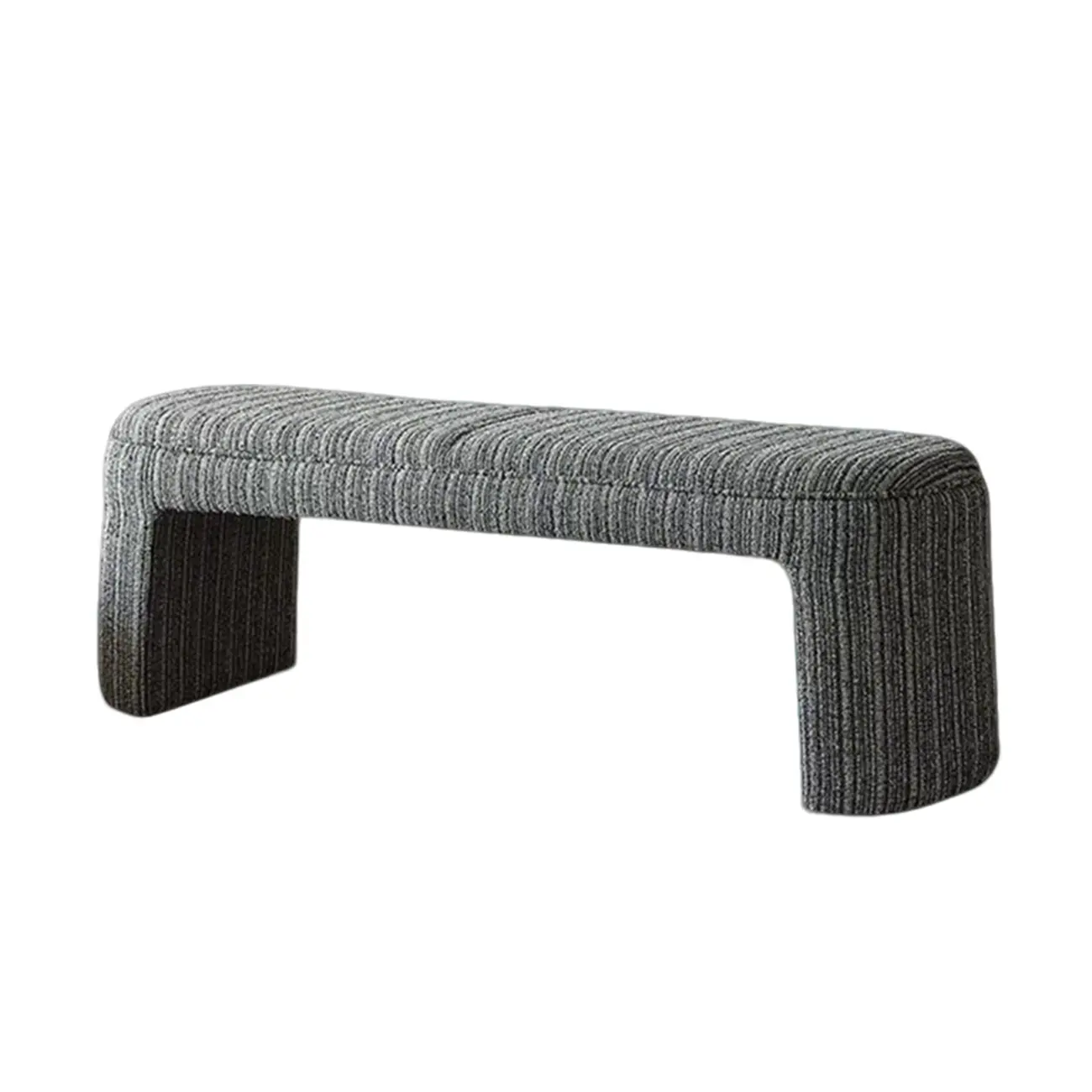Modern Curved Striped Upholstered Accent Bench Image - 19 | homeyfad