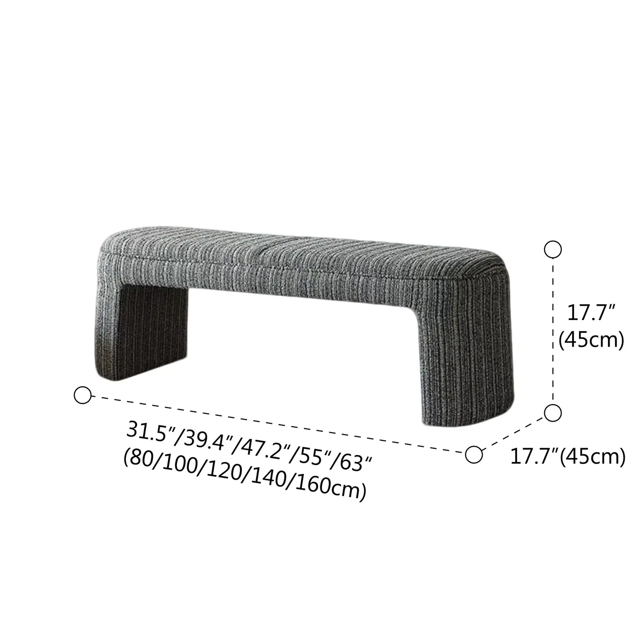 Modern Curved Striped Upholstered Accent Bench #size | homeyfad