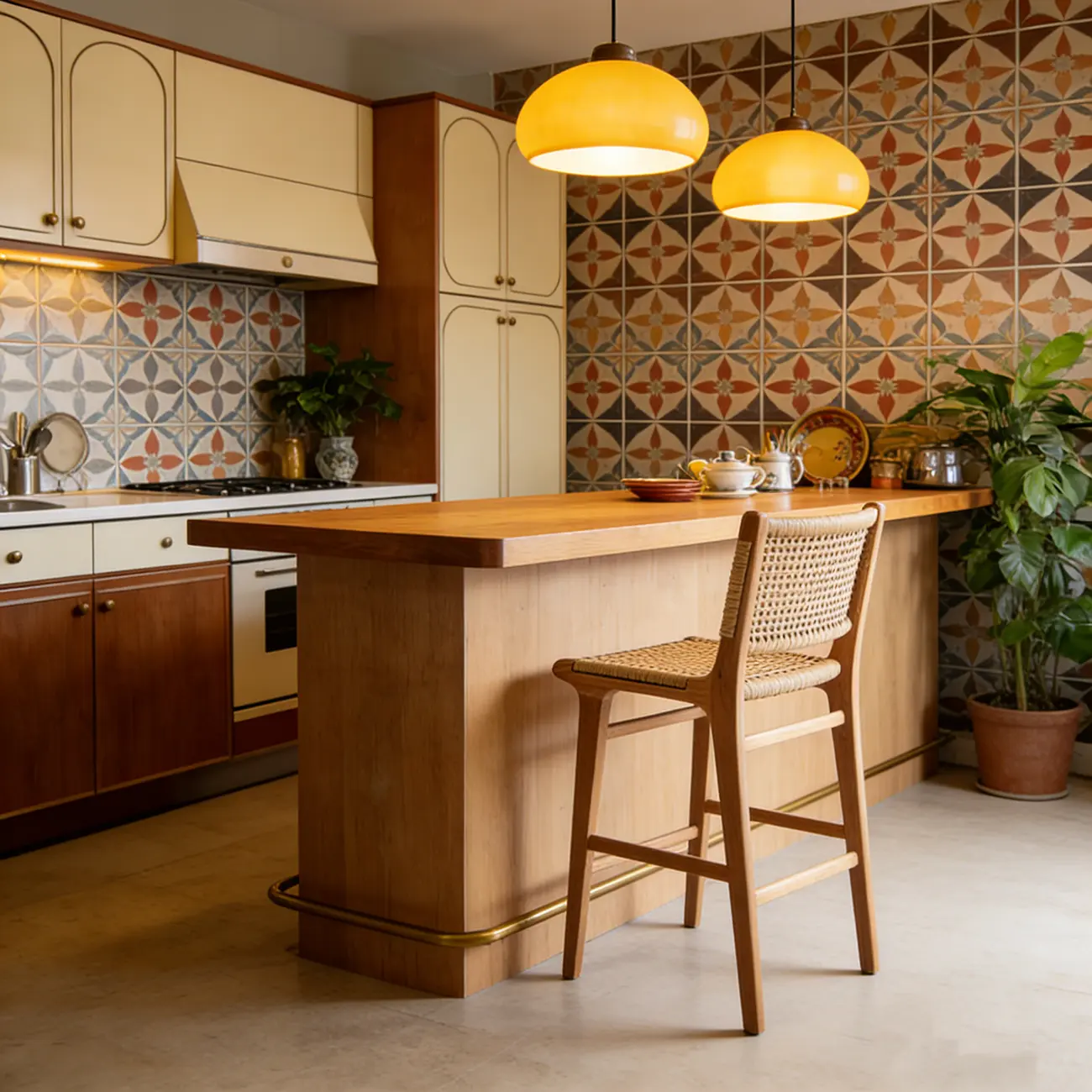 Scandinavian Solid Wood Counter Stool Woven Cord Backrest Image - 7 | homeyfad