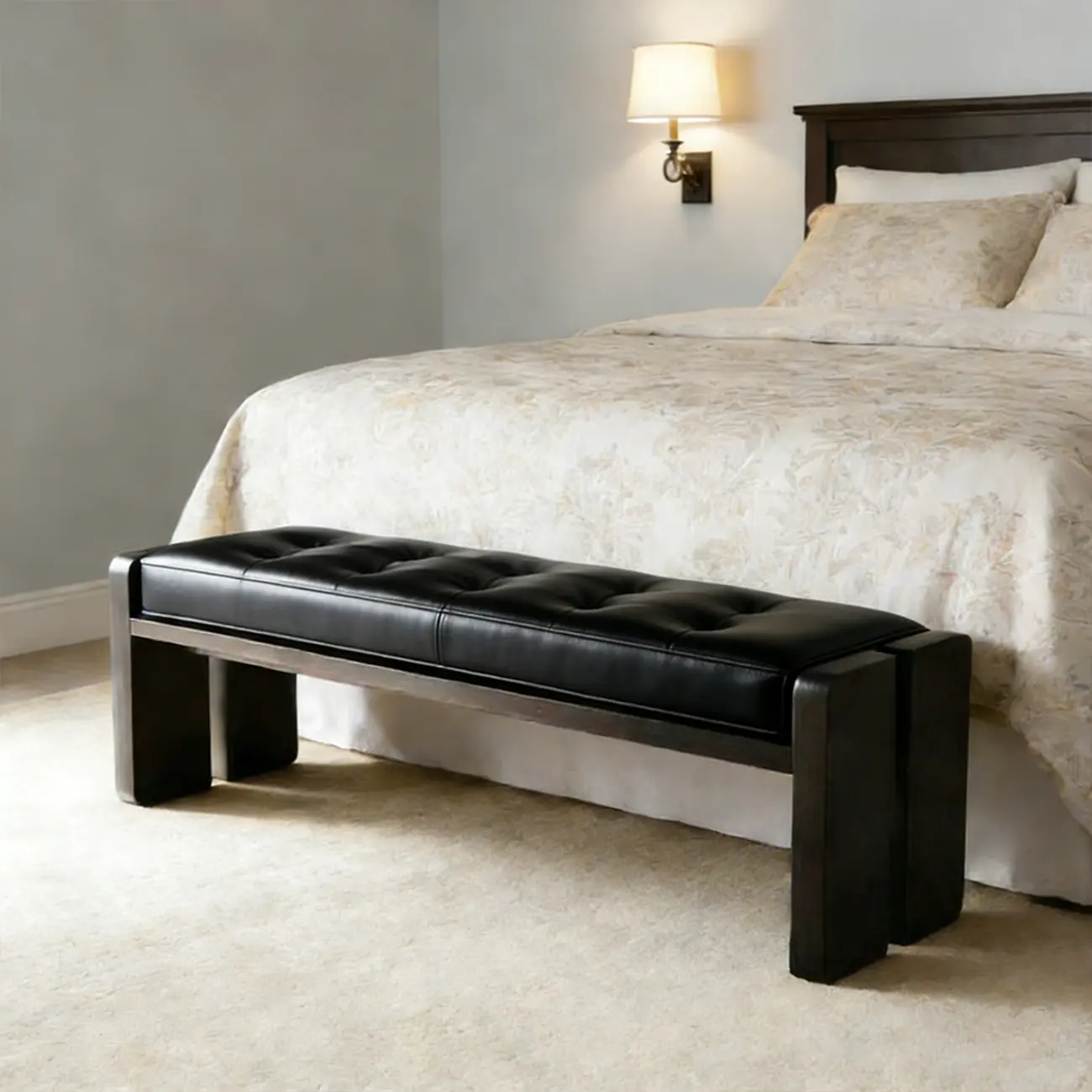 Mid-century Modern Solid Wood Frame Entryway Bench Image - 14 | homeyfad