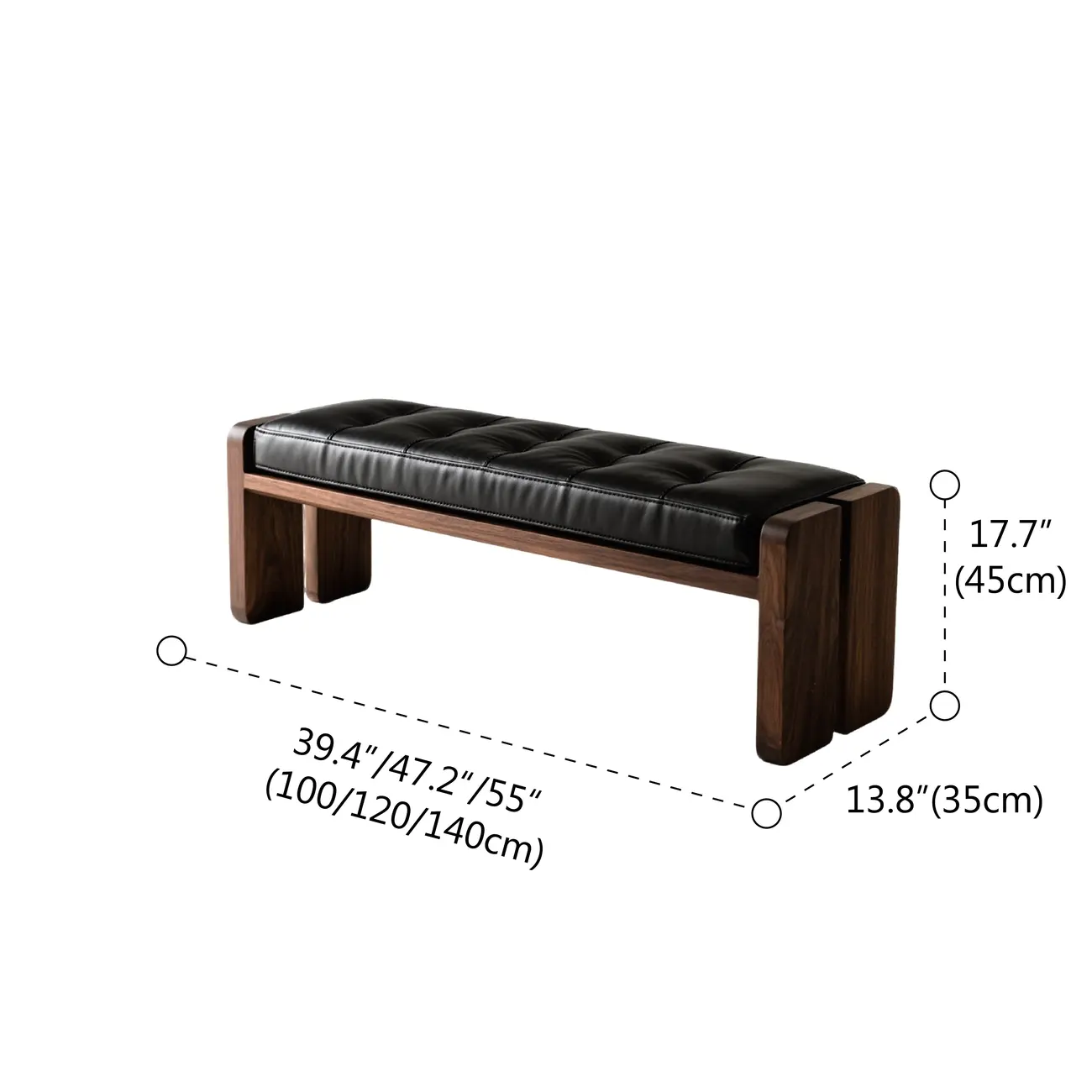 Mid-century Modern Solid Wood Frame Entryway Bench #size | homeyfad