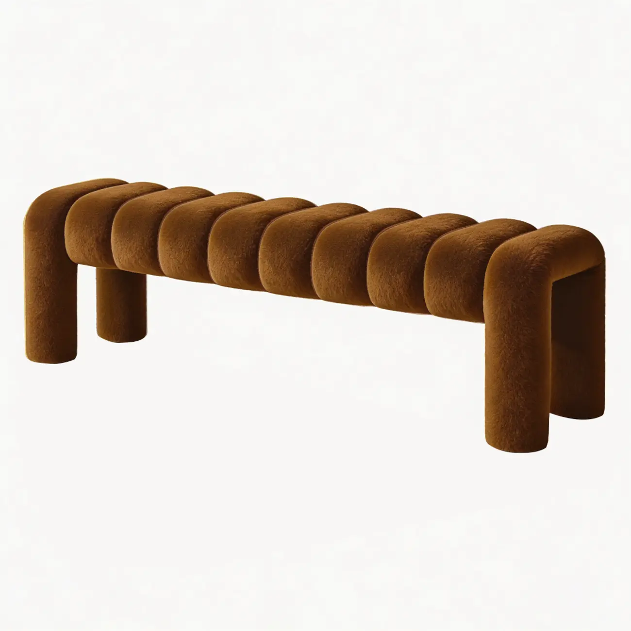 Minimalist Curved Sherpa Upholstered End of Bed Bench Image - 16 | homeyfad