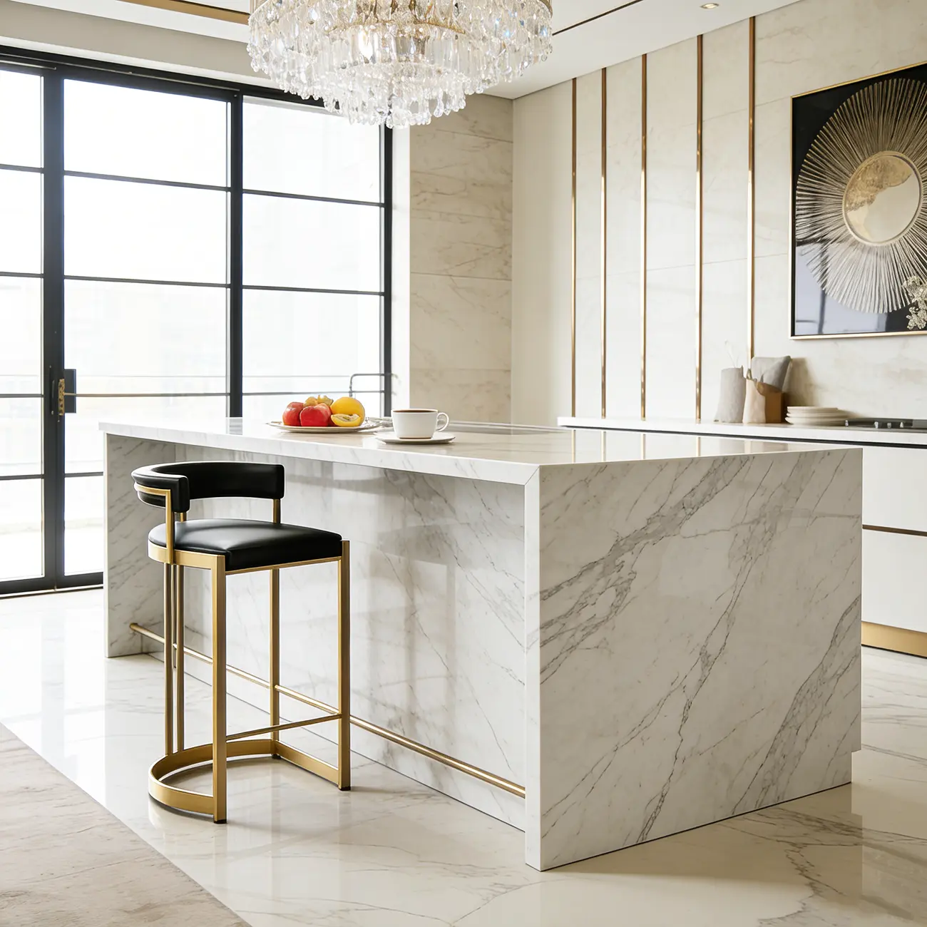 Lavish Metal Cushioned Gold Sled Bar Stool Image - 8 | homeyfad