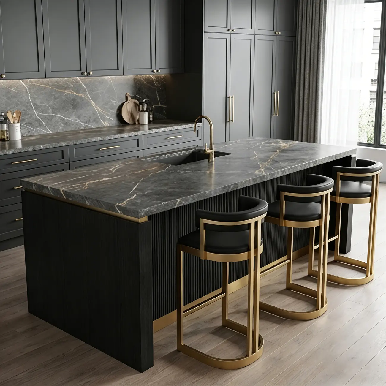 Lavish Metal Cushioned Gold Sled Bar Stool Image - 6 | homeyfad