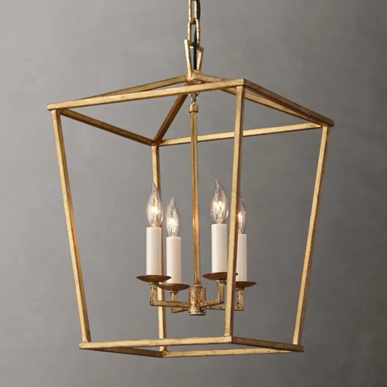 Industrial Adjustable Metal Lantern Caged Candelabra Chandelier Image - 6
