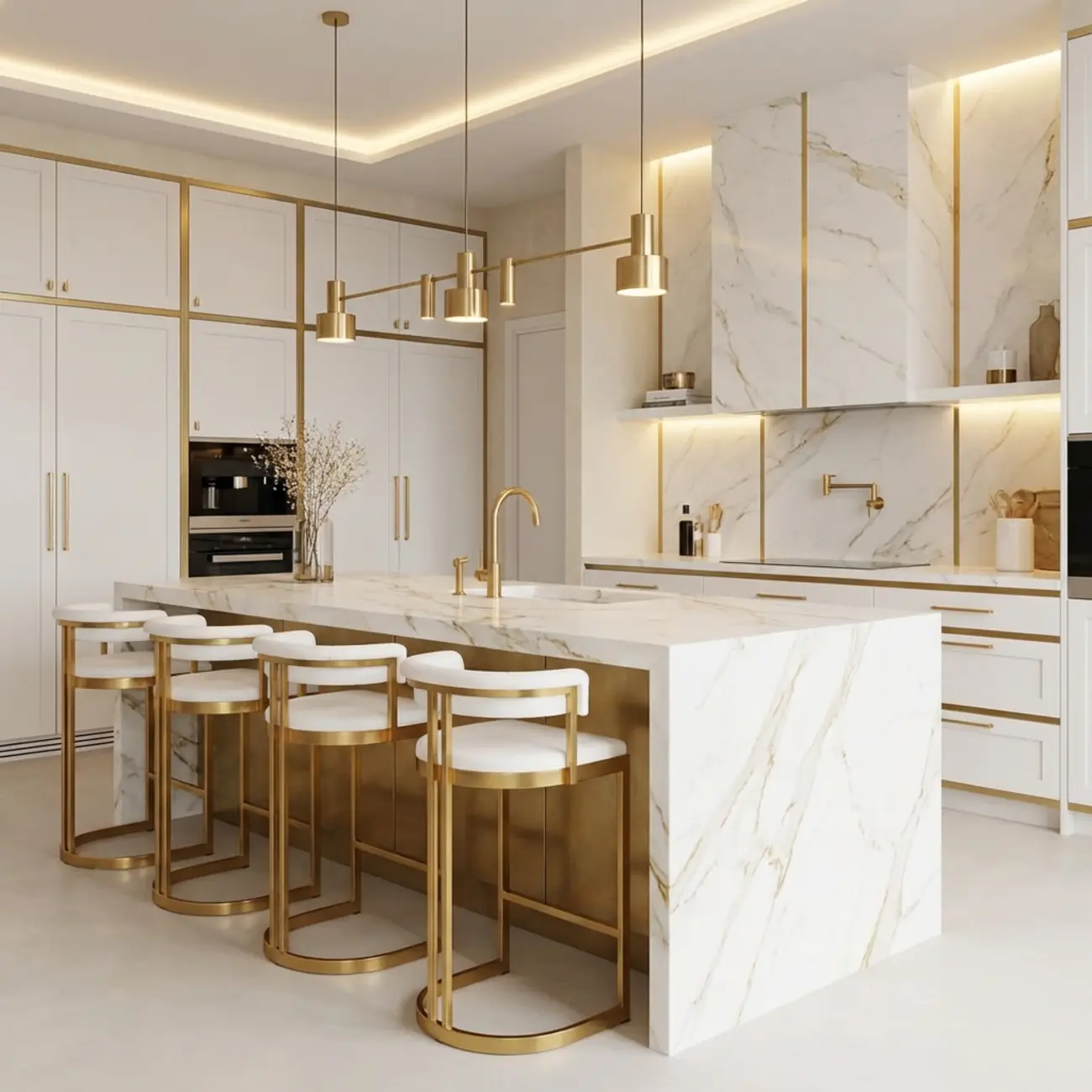 Lavish Metal Cushioned Gold Sled Bar Stool Image - 3 | homeyfad