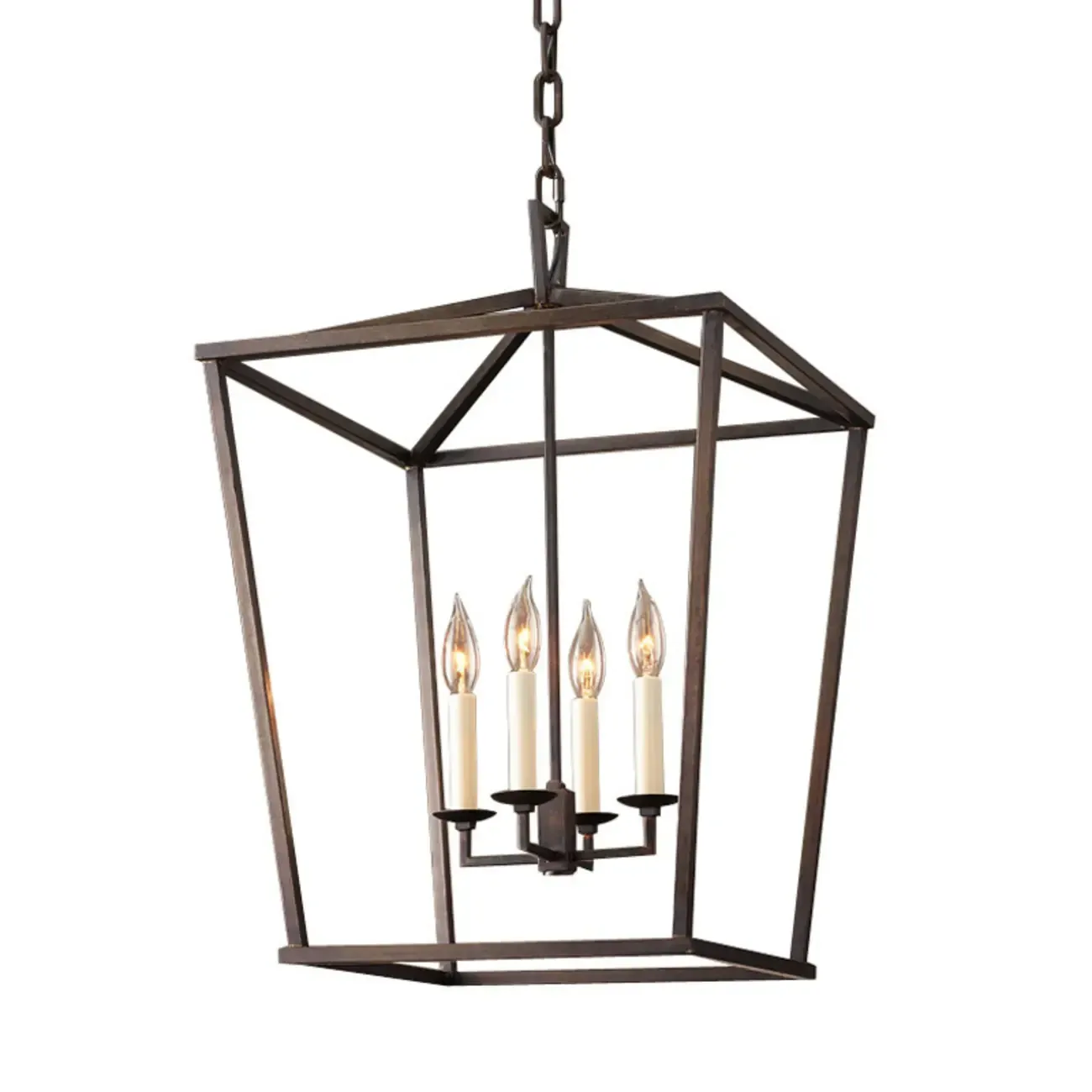 Industrial Adjustable Metal Lantern Caged Candelabra Chandelier Image - 8