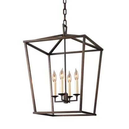 Industrial Adjustable Metal Lantern Caged Candelabra Chandelier Image - 8