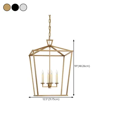 Industrial Adjustable Metal Lantern Caged Candelabra Chandelier #size