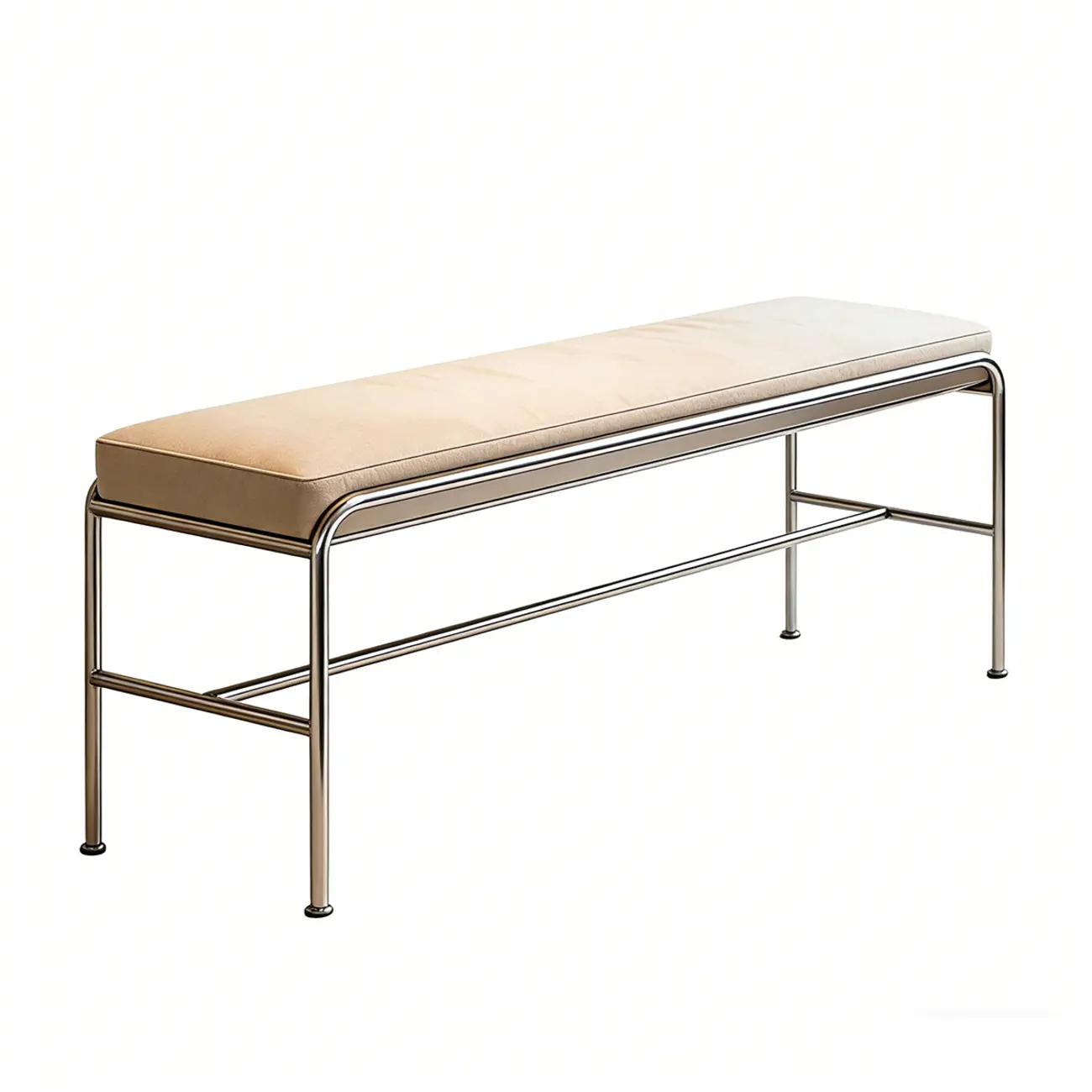 Minimalist Genuine Leather Entryway Bench with Metal Base Image - 11 | homeyfad