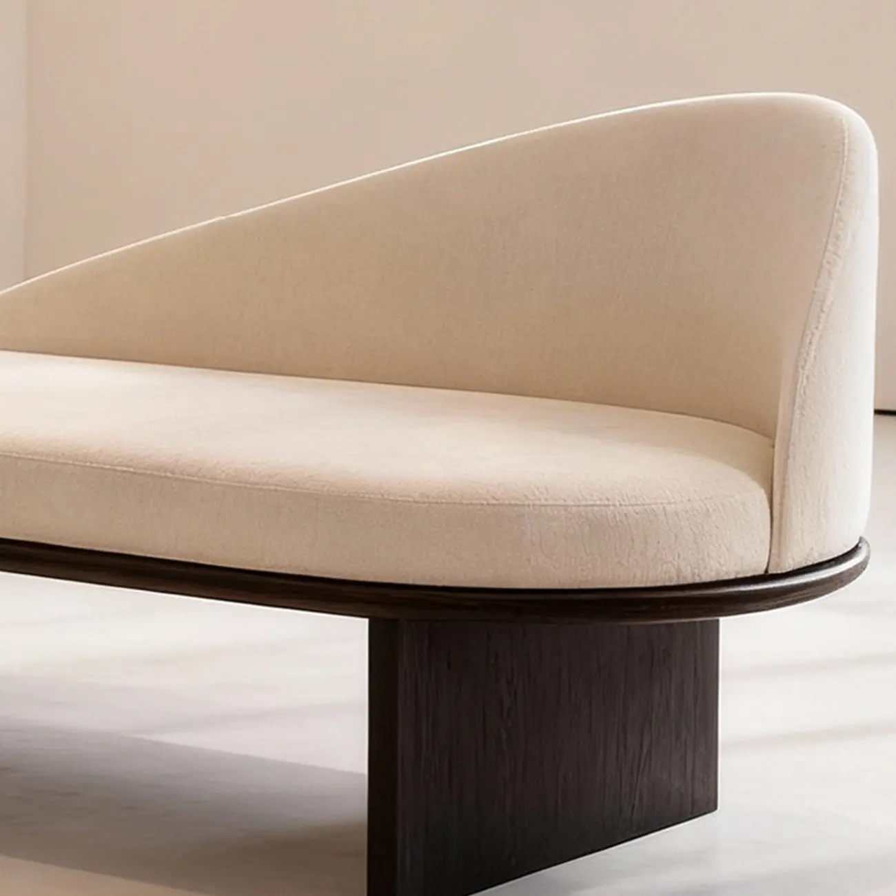 Modern Organic Shape Upholstered Bench with Backrest Image - 10 | homeyfad