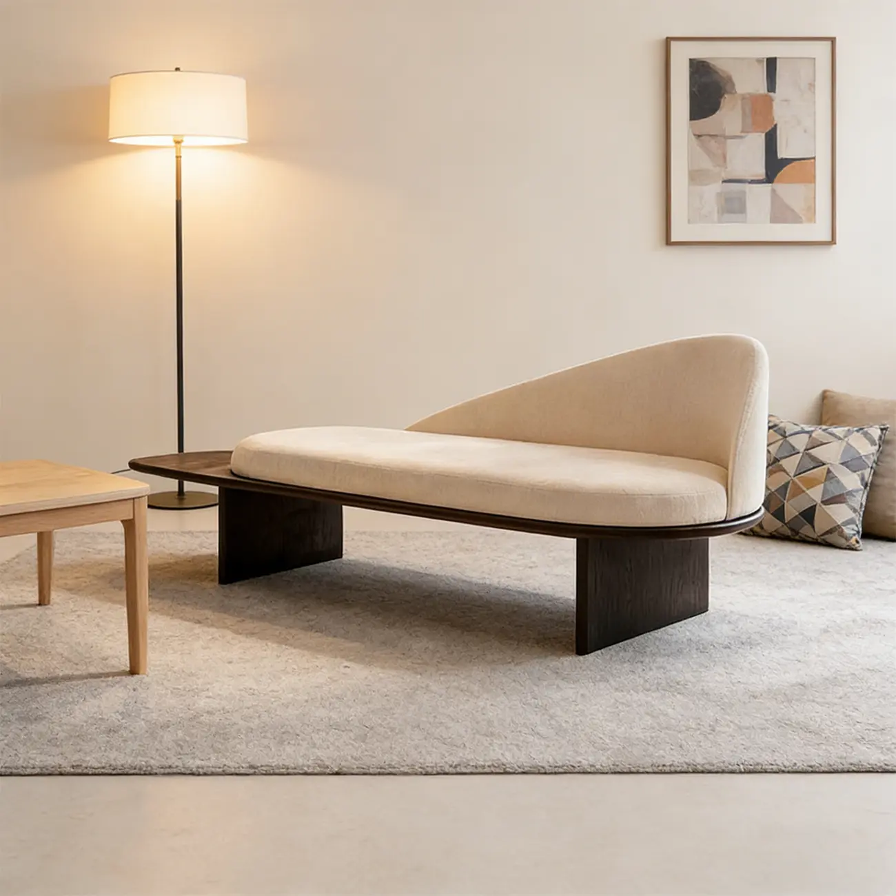 Modern Organic Shape Upholstered Bench with Backrest Image - 13 | homeyfad
