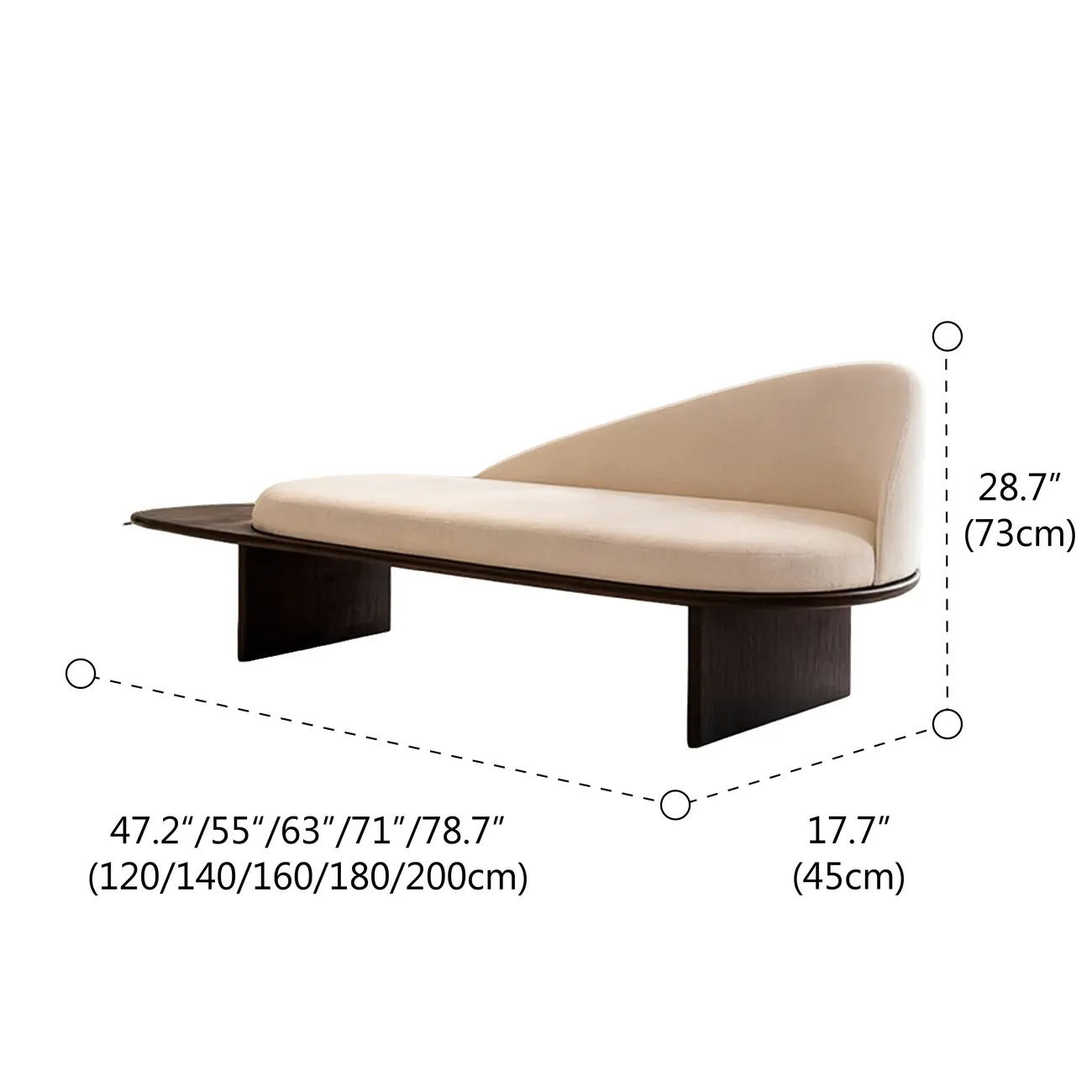 Modern Organic Shape Upholstered Bench with Backrest #size | homeyfad