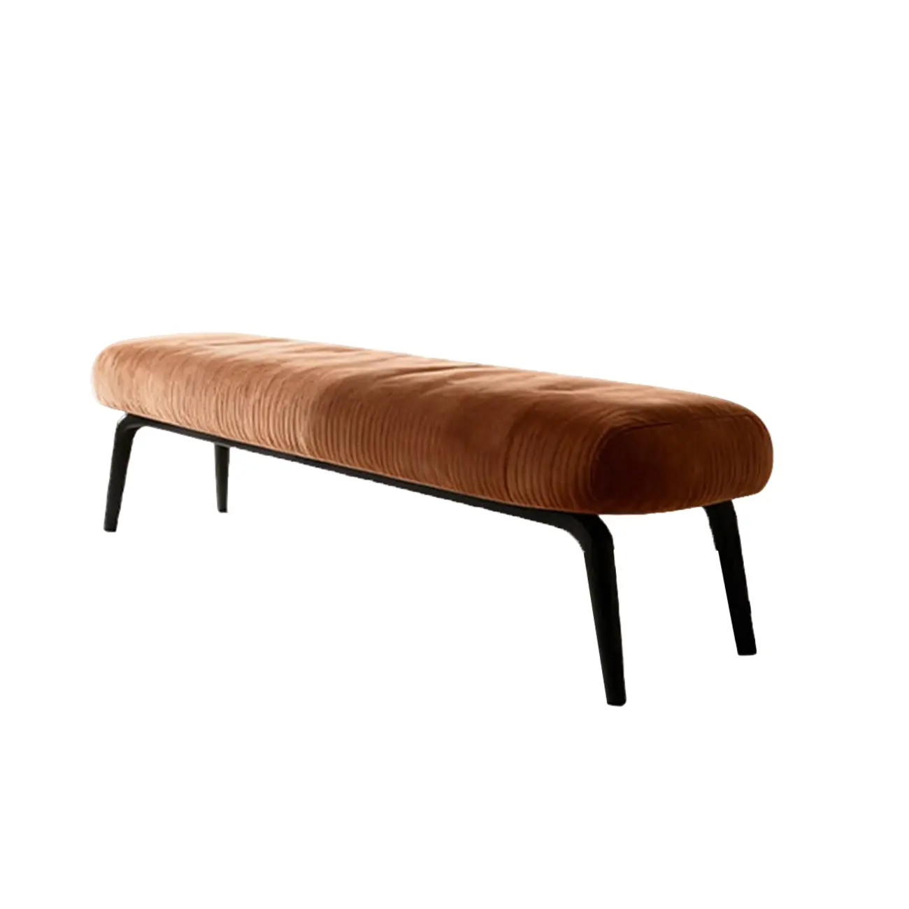 Mid-century Modern Corduroy Upholstered Bedroom Bench with Wood Legs Image - 19 | homeyfad
