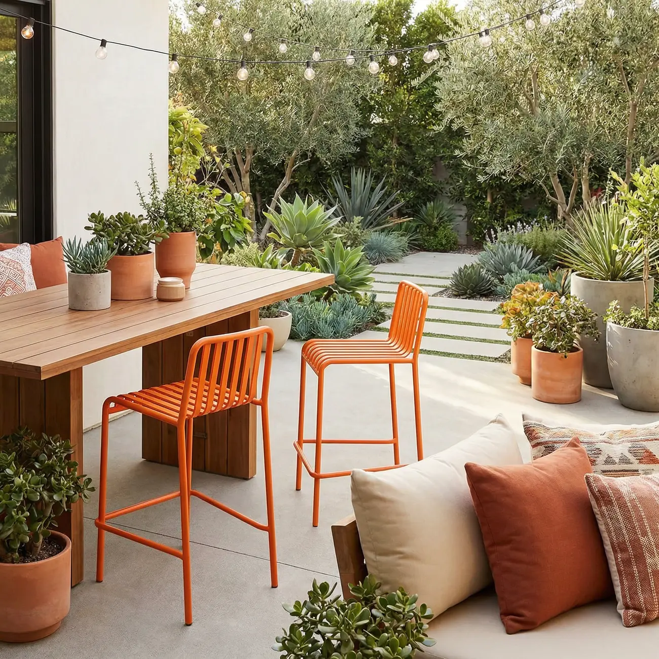 Matel Square Indoor-Outdoor Bar Counter Stools with Backs Image - 5 | homeyfad