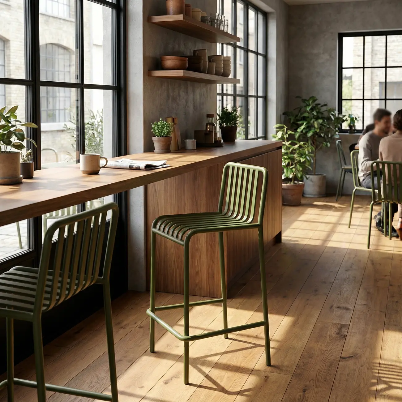 Matel Square Indoor-Outdoor Bar Counter Stools with Backs Image - 2 | homeyfad