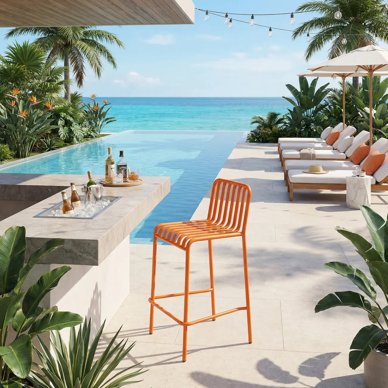 Matel Square Indoor-Outdoor Bar Counter Stools with Backs Image - 6 | homeyfad