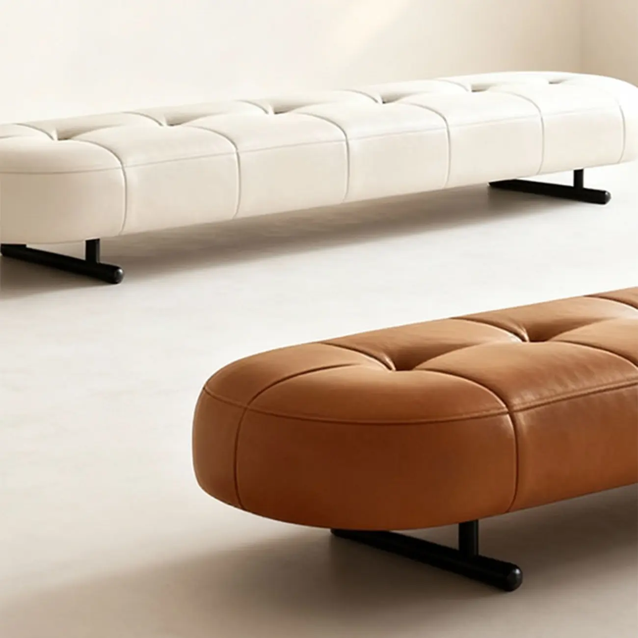 Top-Grain Leather Modern Upholstery Bench for Bedroom Image - 15 | homeyfad