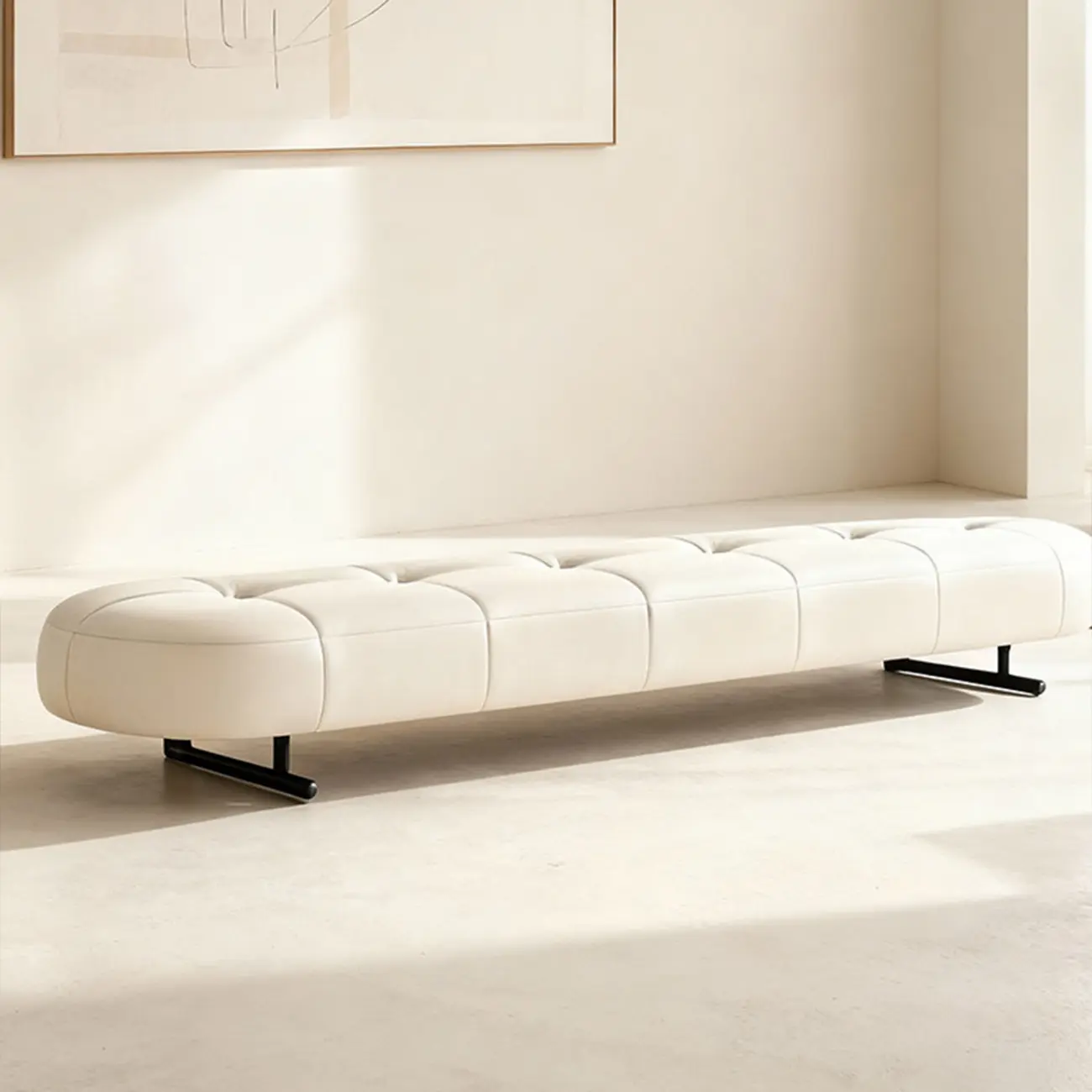 Top-Grain Leather Modern Upholstery Bench for Bedroom Image - 17 | homeyfad