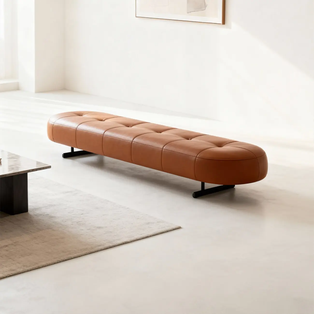 Top-Grain Leather Modern Upholstery Bench for Bedroom Image - 18 | homeyfad