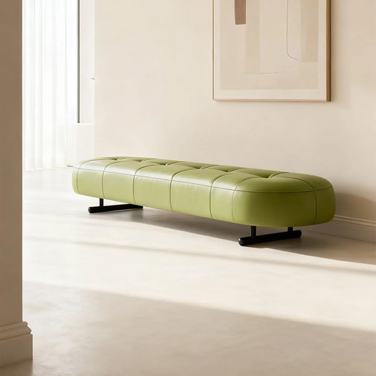 Top-Grain Leather Modern Upholstery Bench for Bedroom Image - 19 | homeyfad