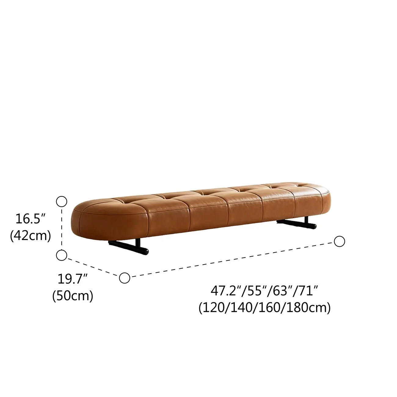 Top-Grain Leather Modern Upholstery Bench for Bedroom #size | homeyfad