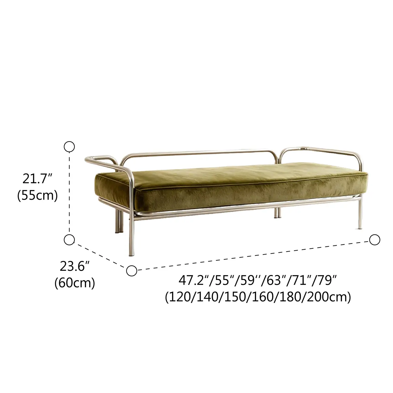 Modern Industrial Upholstery Bedroom Bench with Armrest #size | homeyfad