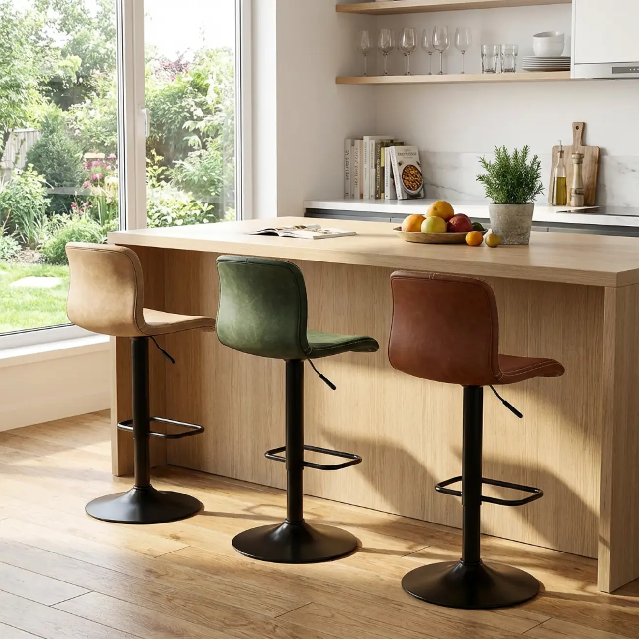Leather Low Back Adjustable Swivel Sleek Bar Stools Image - 3 | homeyfad