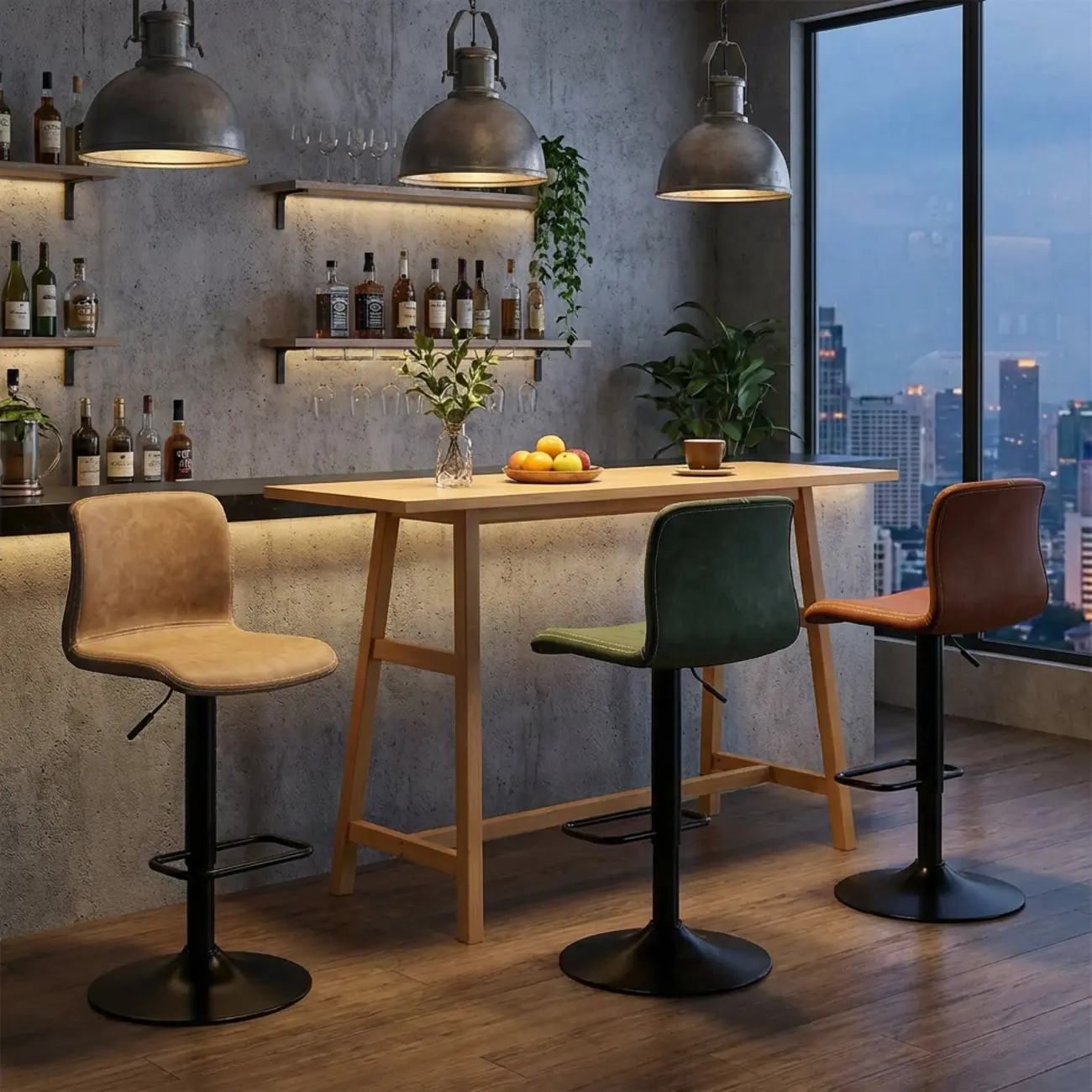 Leather Low Back Adjustable Swivel Sleek Bar Stools Image - 4 | homeyfad