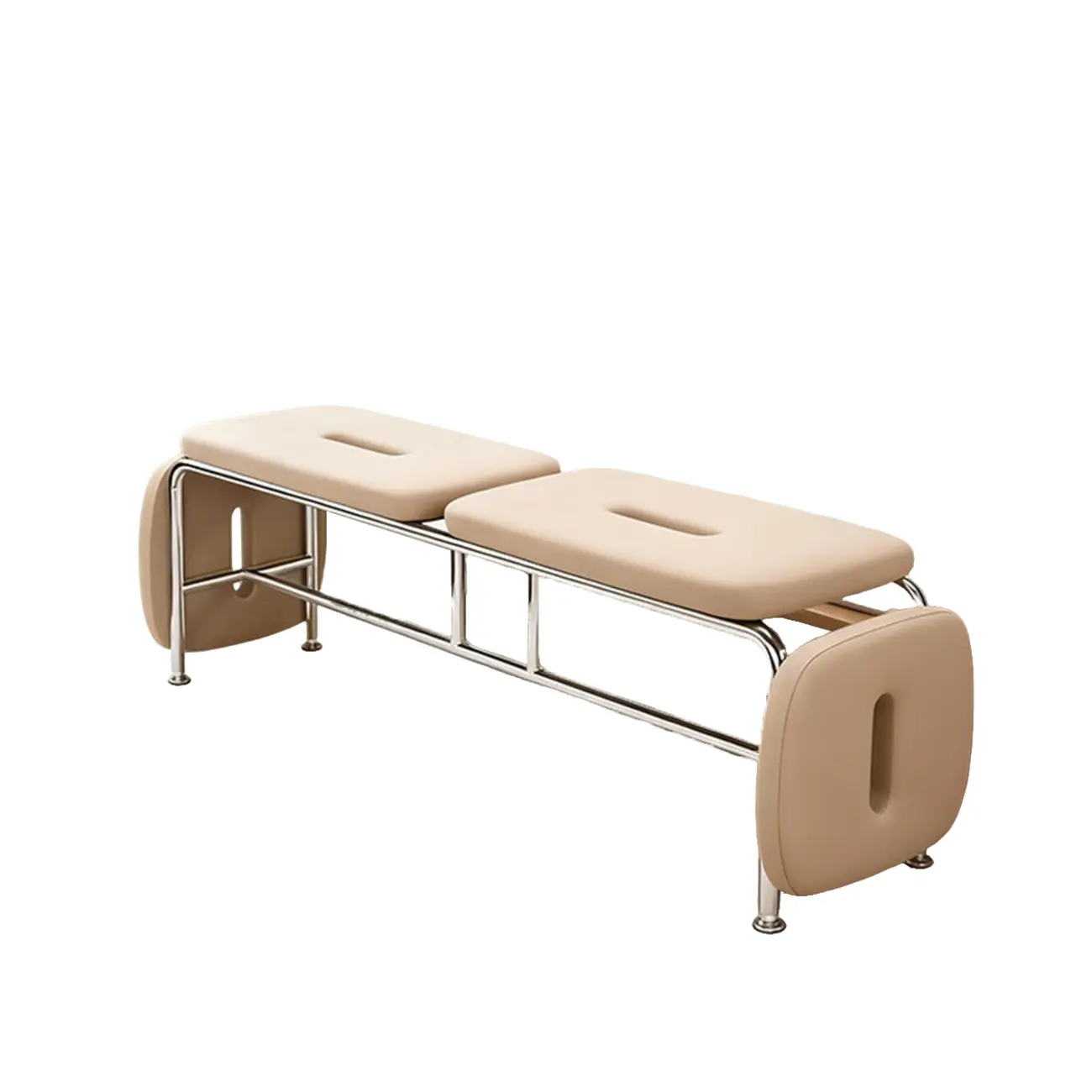 Genuine Leather Minimalist Backless Bench With Stainless Steel Legs Image - 14 | homeyfad