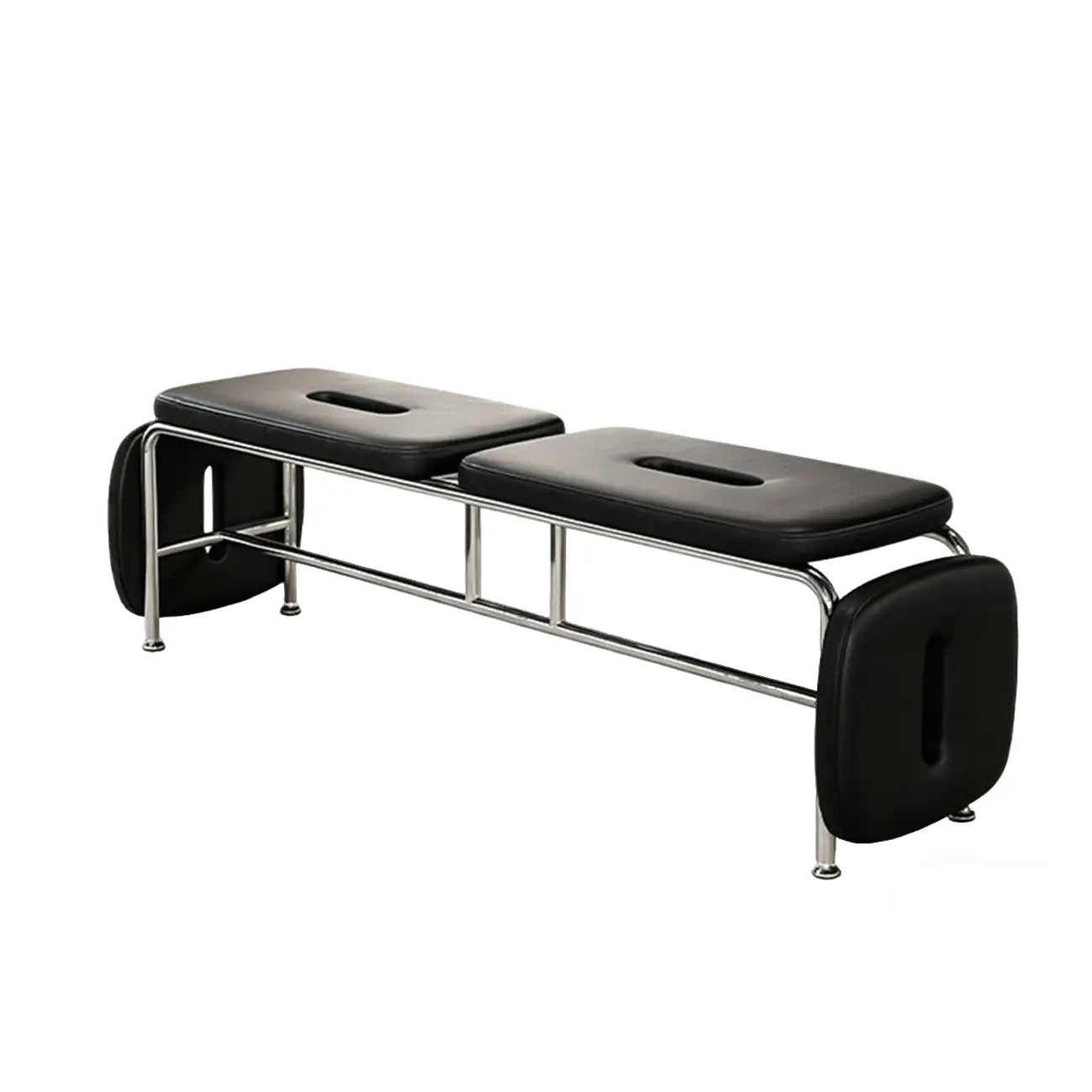 Genuine Leather Minimalist Backless Bench With Stainless Steel Legs Image - 15 | homeyfad