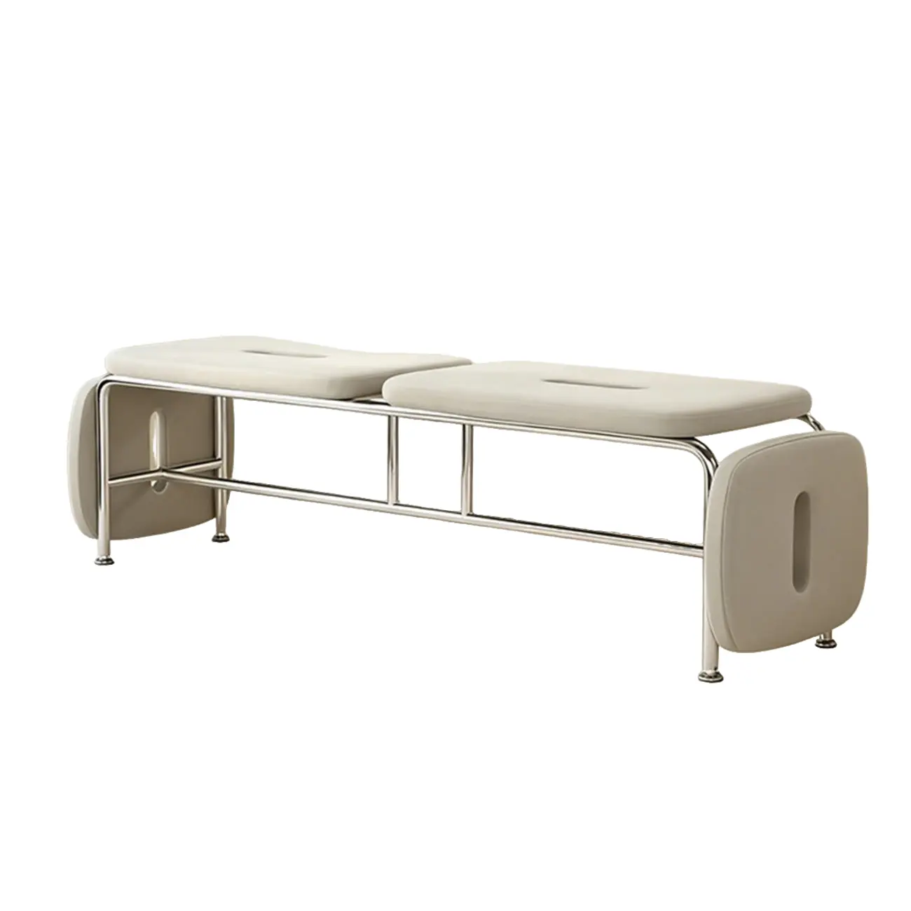 Genuine Leather Minimalist Backless Bench With Stainless Steel Legs Image - 17 | homeyfad