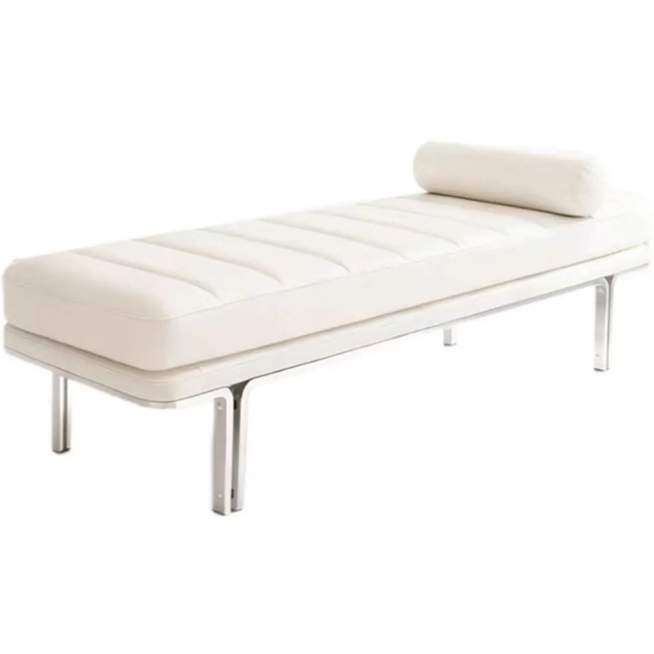 Minimalist Top-grain Leather Bedroom Bench With Bolster Pillow Image - 12 | homeyfad