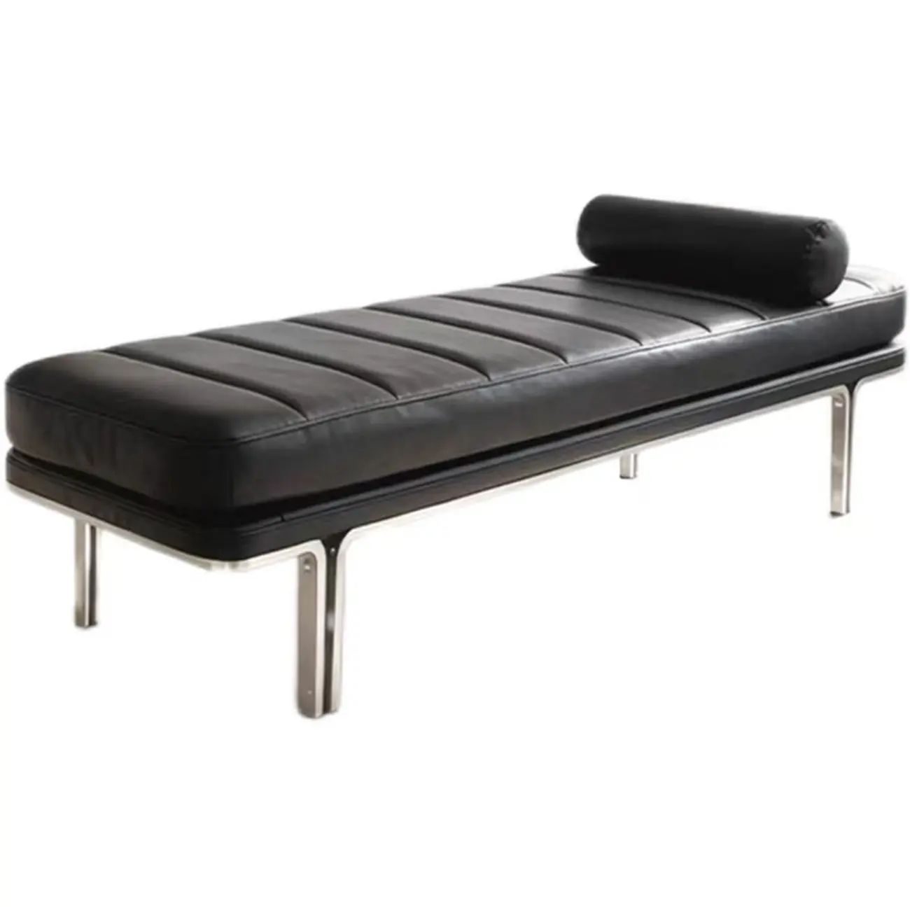 Minimalist Top-grain Leather Bedroom Bench With Bolster Pillow Image - 13 | homeyfad