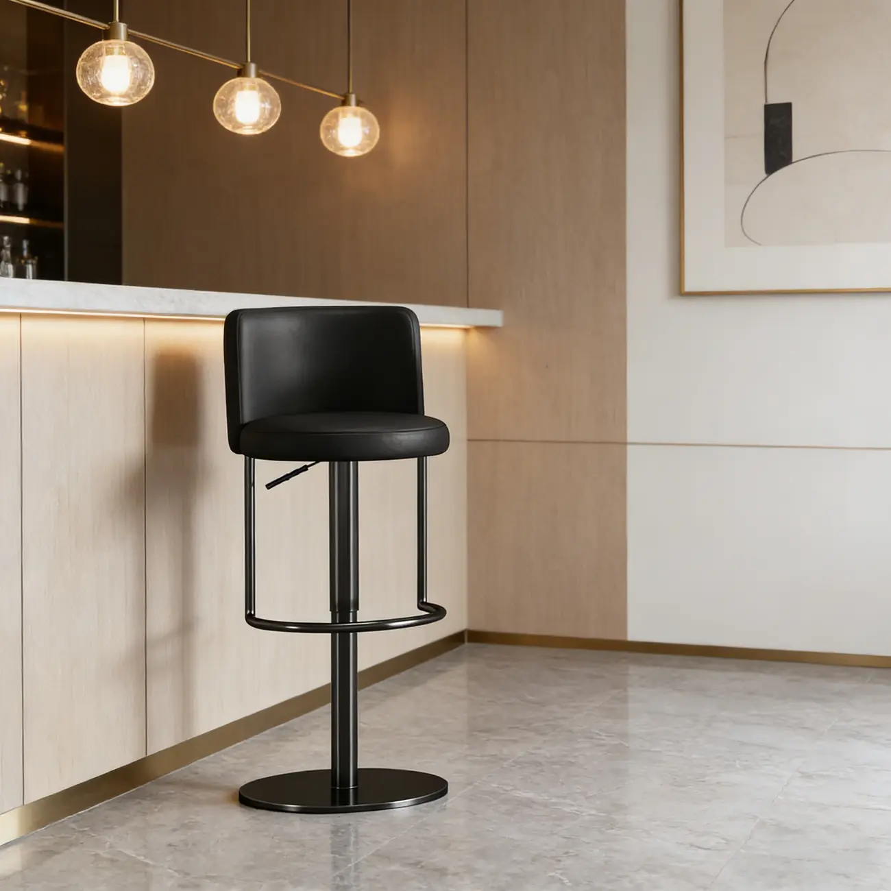 Modern Stainless Steel Swivel Bar Stool Adjustable Height Image - 6 | homeyfad