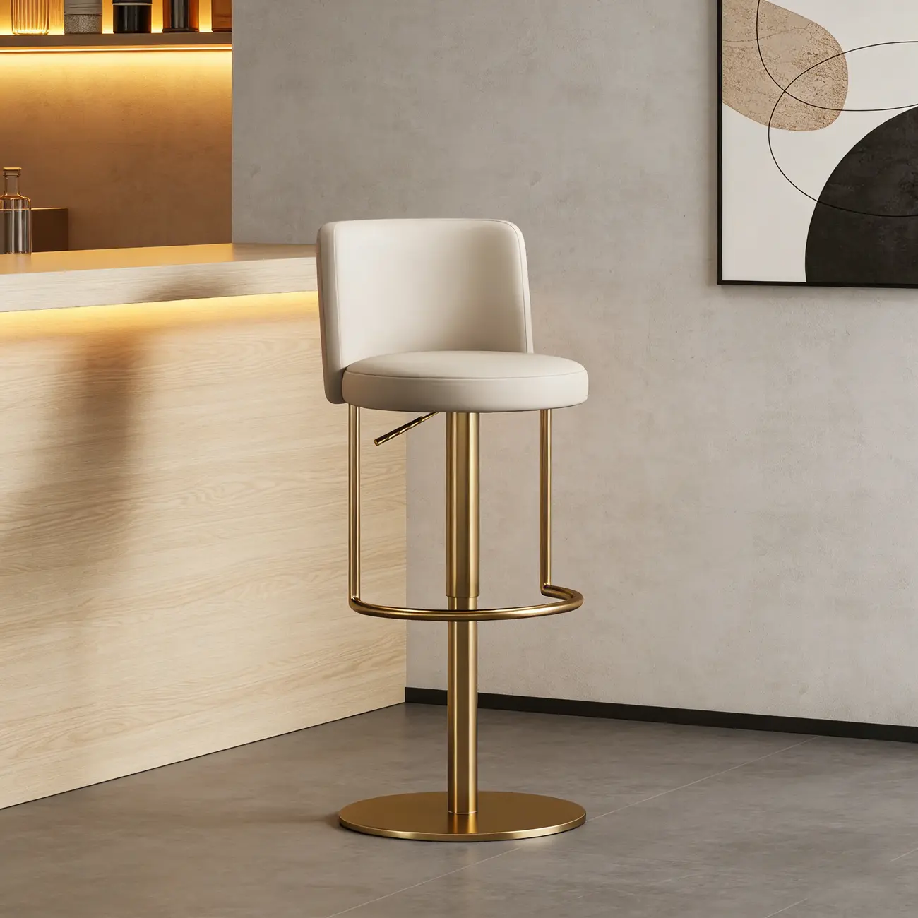 Modern Stainless Steel Swivel Bar Stool Adjustable Height Image - 7 | homeyfad