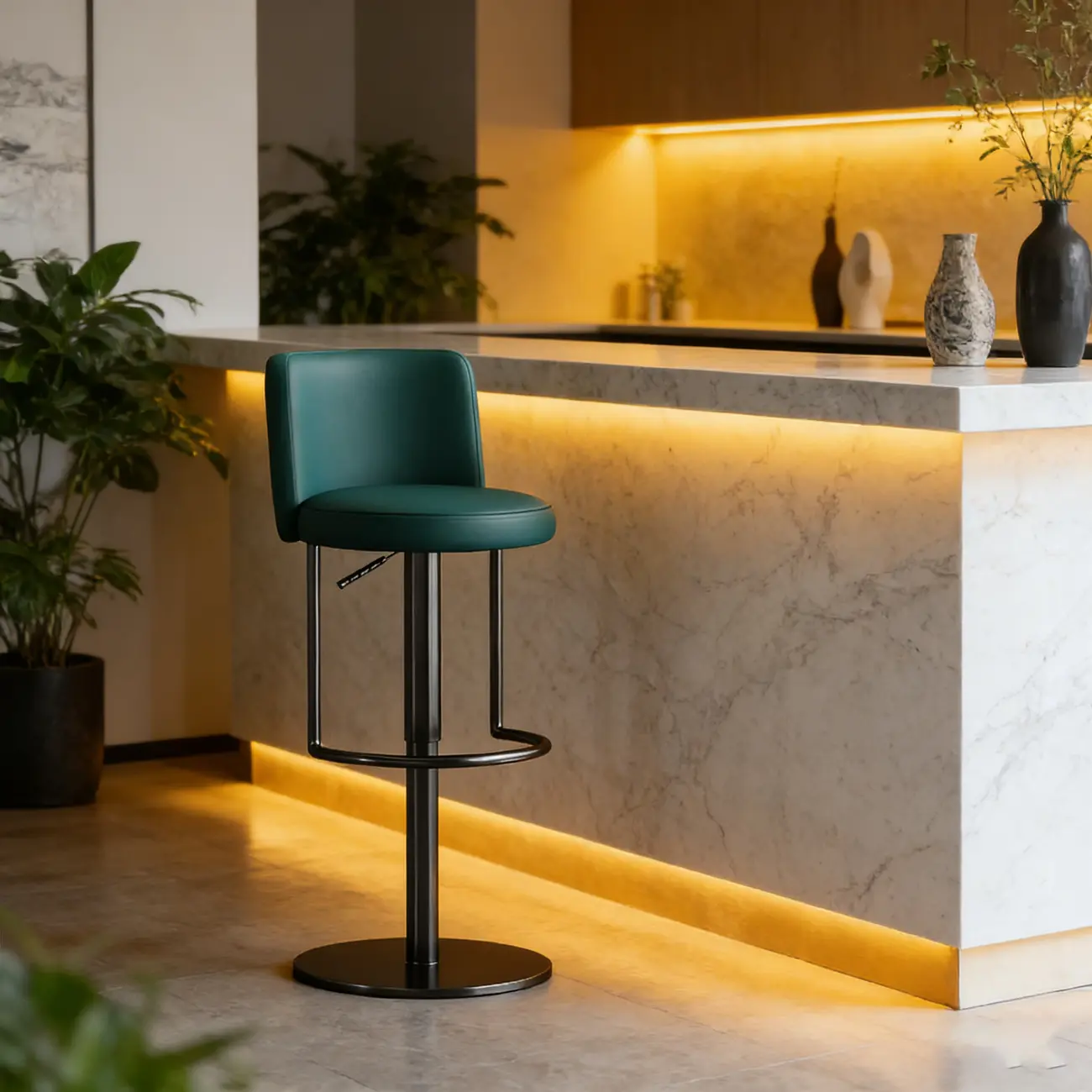 Modern Stainless Steel Swivel Bar Stool Adjustable Height Image - 8 | homeyfad