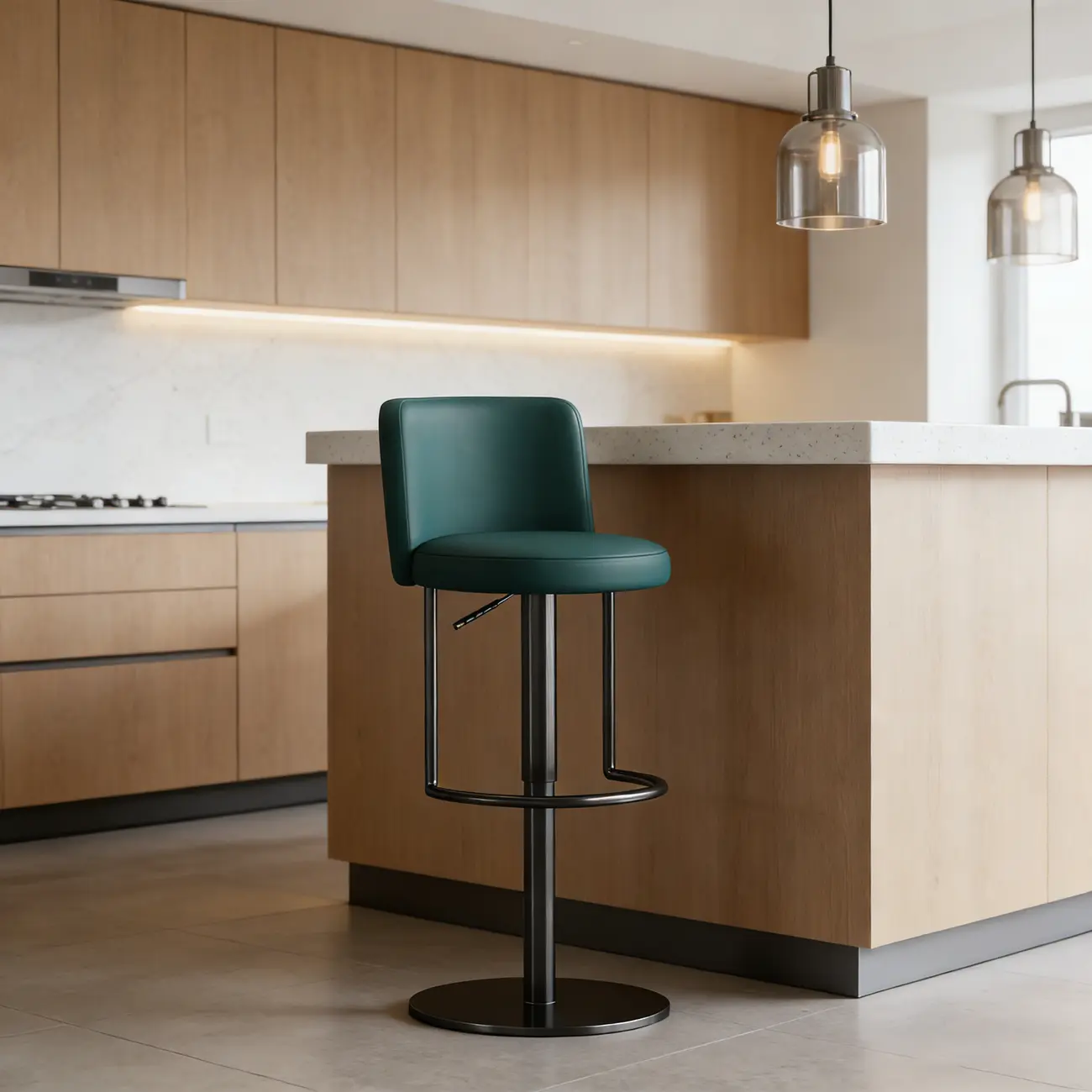 Modern Stainless Steel Swivel Bar Stool Adjustable Height Image - 2 | homeyfad