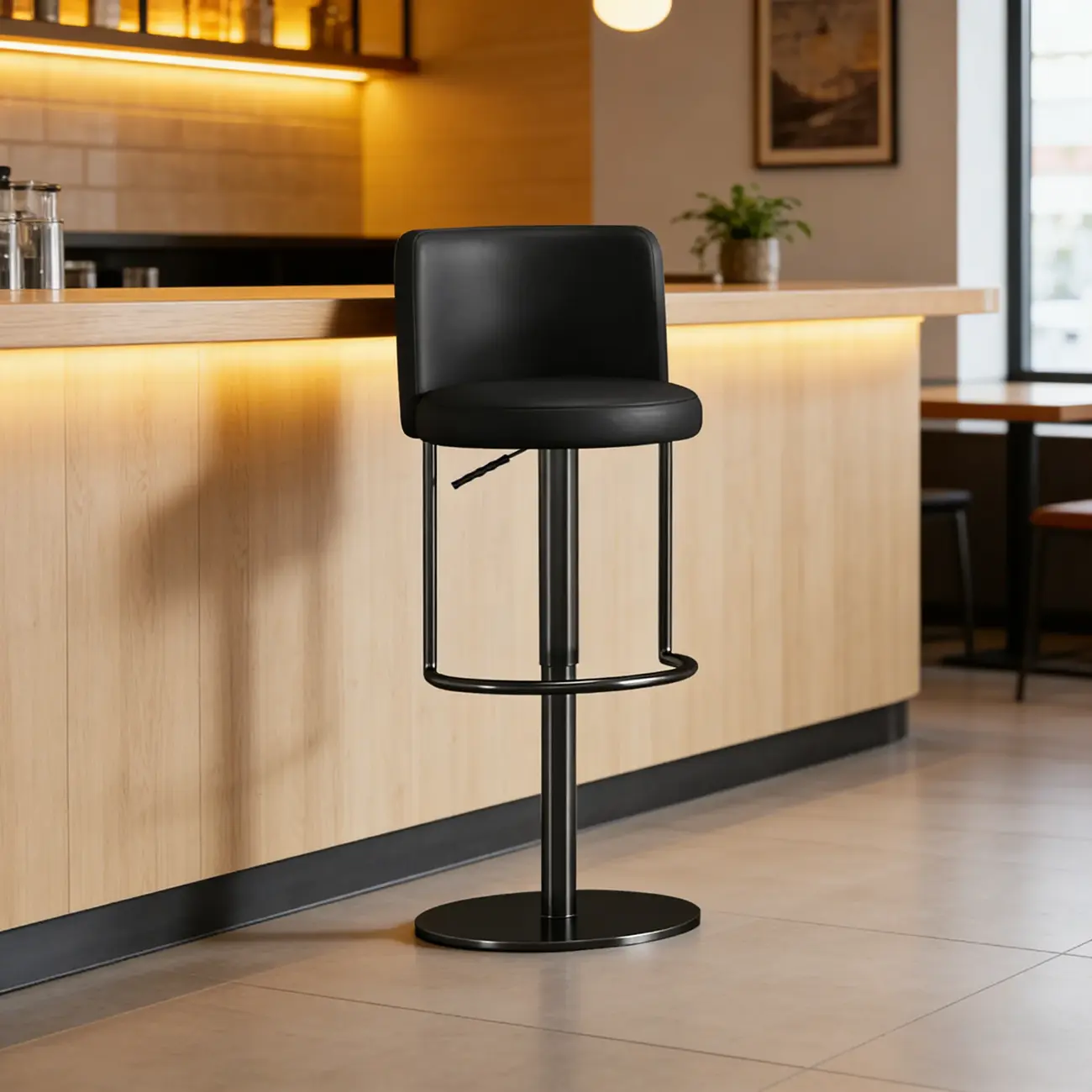 Modern Stainless Steel Swivel Bar Stool Adjustable Height Image - 3 | homeyfad