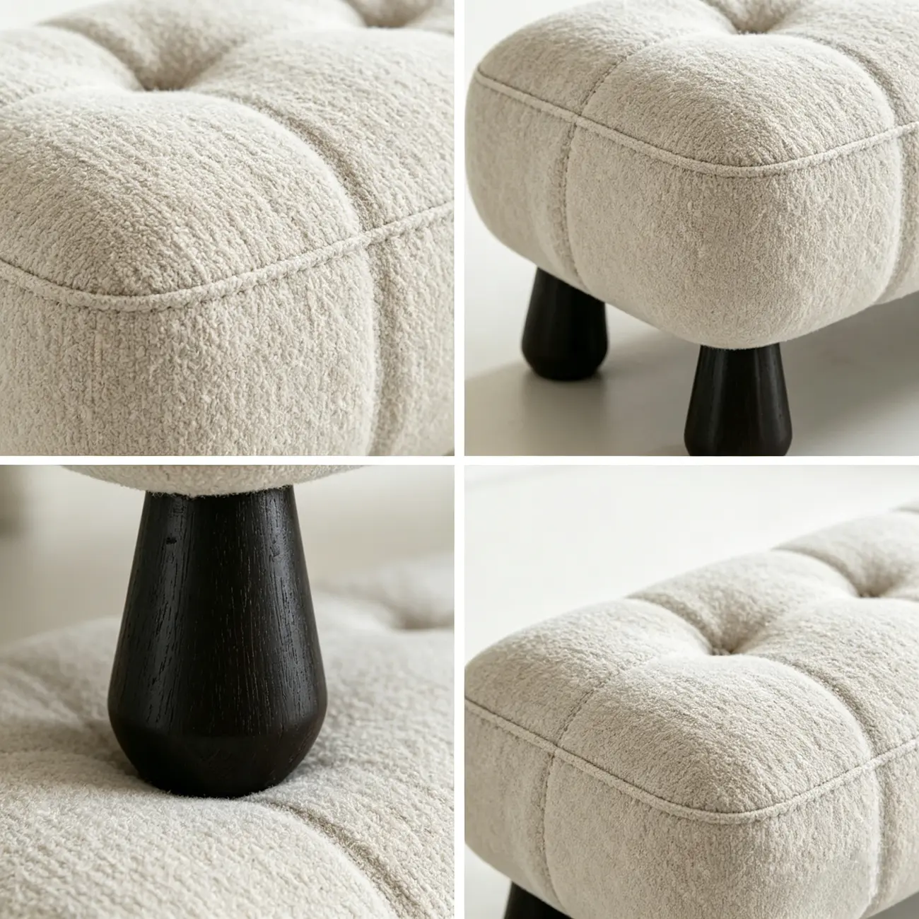 Minimalist Tufted Upholstered End of Bed Bench with Solid Wood Frame Image - 11 | homeyfad