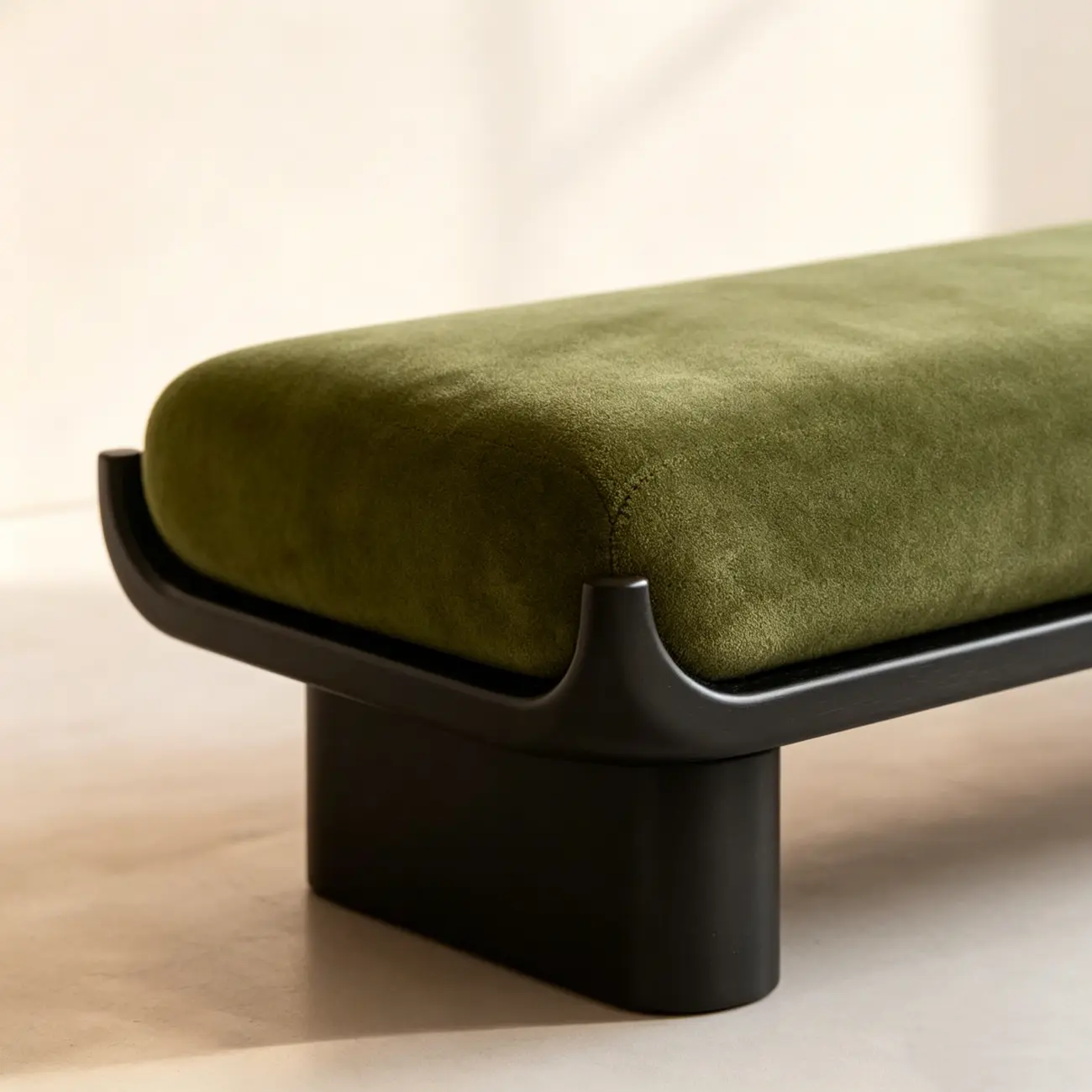 Modern Vintage Green Solid Wood Upholstered Bedroom Bench Image - 10 | homeyfad